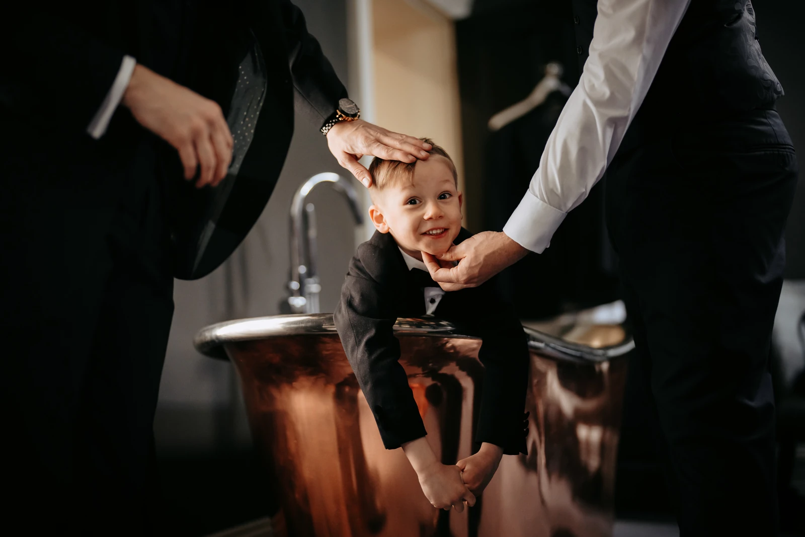 fun getting ready wedding photo with kids swynford manor